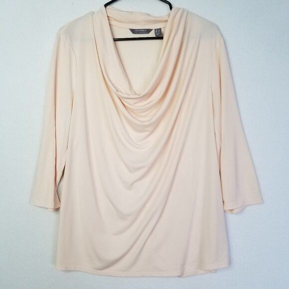 Lisa Rinna Collection Blouse 3/4 Sleeves Draped Neck Women's Size Large - Picture 2 of 6